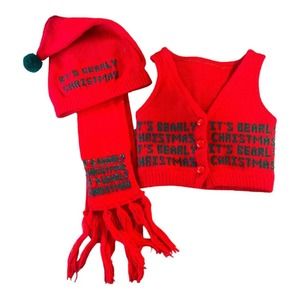 Infant Newborn Christmas‎ Photography Prop Outfit Embroidered Hat Best Scarf